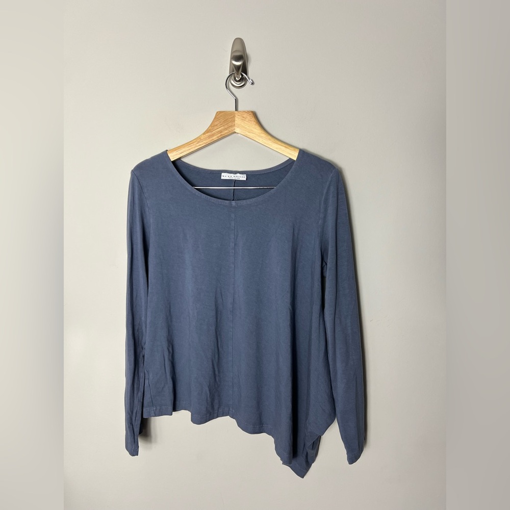 Bryn Walker Organic Cotton Bamboo Asymmetrical Long Sleeve Oversized Top 1081